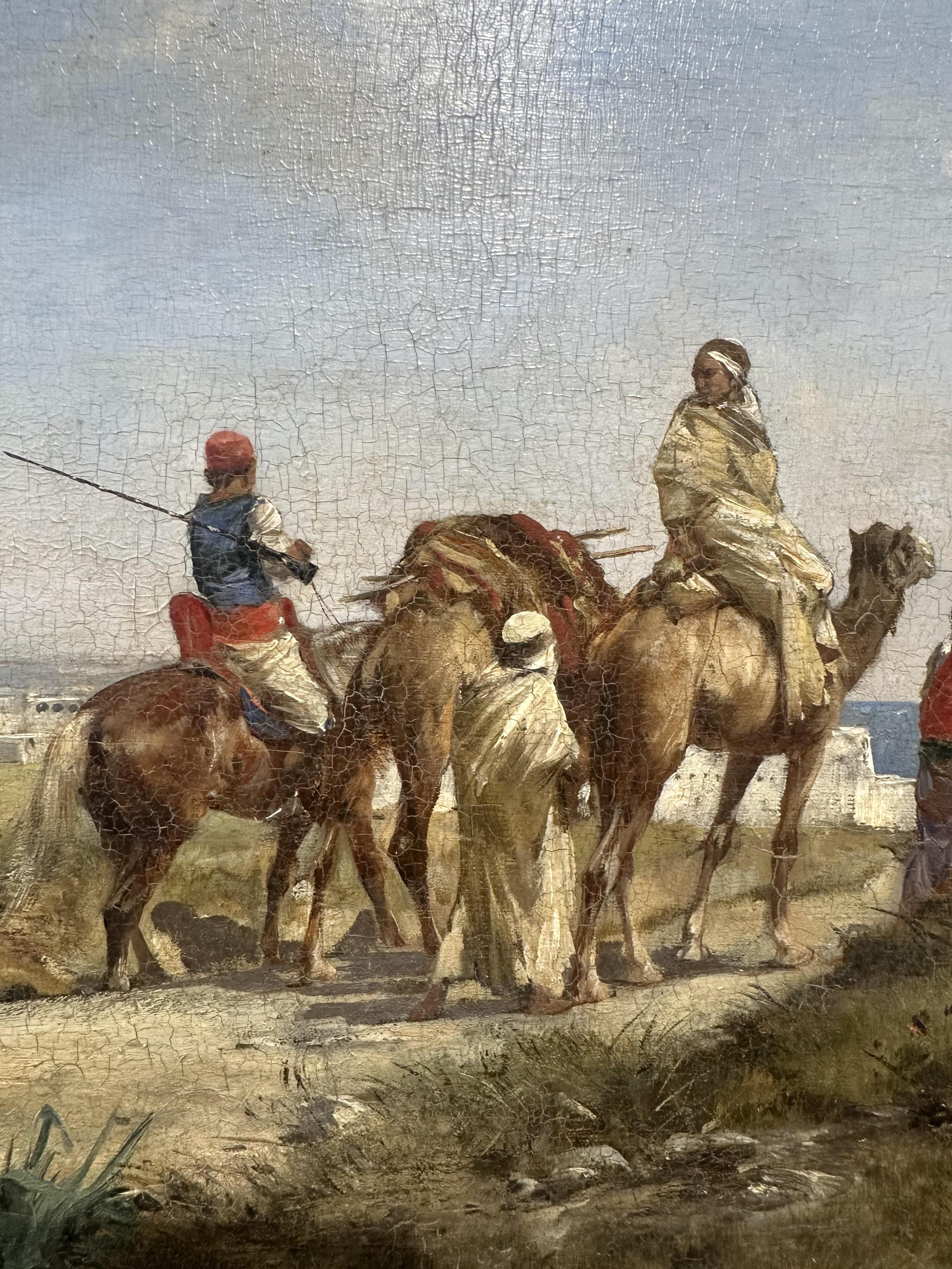 Victor-Pierre Huguet, French 1835-1902, Orientalist scene with Arabs on horseback